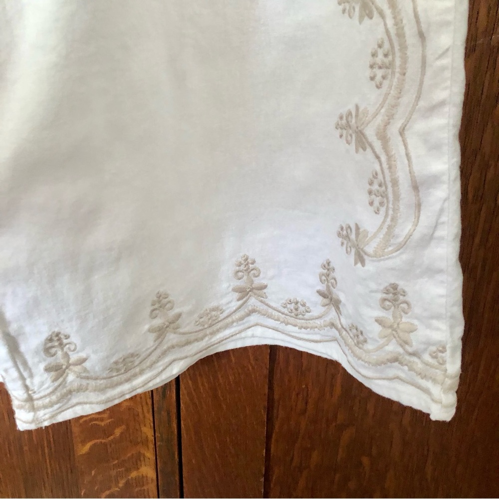 Tahari White Wide-Leg Embroidered Pants Pockets Boho XL Linen blend - Picture 4 of 14